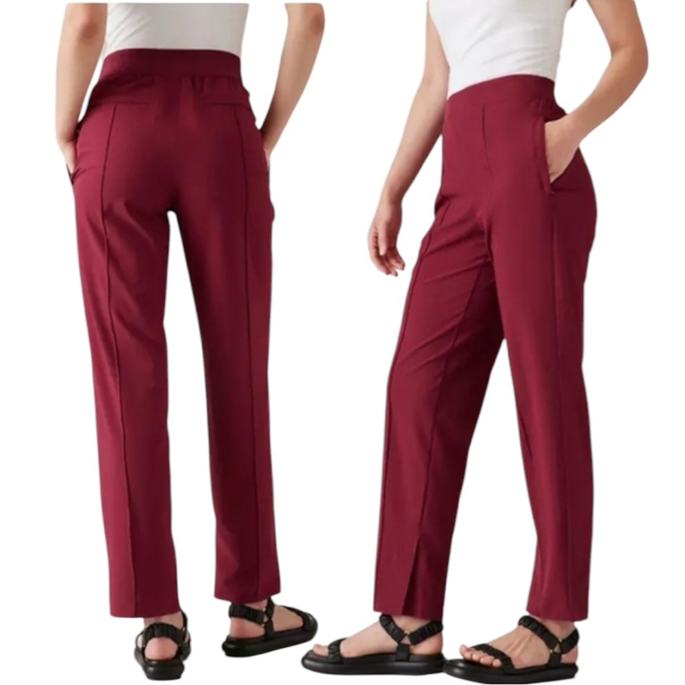 Athleta Burgundy Straight-Leg Pants